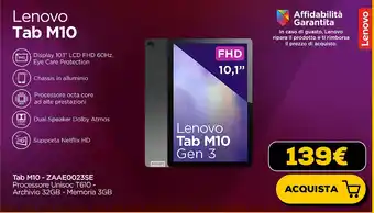 Euronics Lenovo Tab M10 offerta
