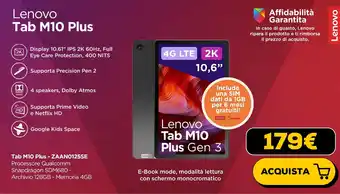 Euronics Lenovo Tab M10 Plus offerta