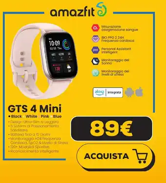 Euronics amazfit GTS 4 Mini offerta