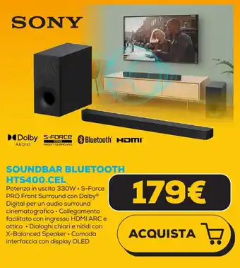 Euronics SONY SOUNDBAR BLUETOOTH HTS400.CEL offerta