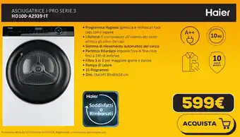 Euronics Haier ASCIUGATRICE I-PRO SERIE 3 HD100-A2939-IT offerta
