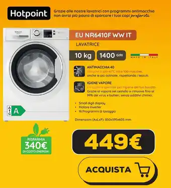 Euronics Hotpoint LAVATRICE EU NR6410F WW IT offerta