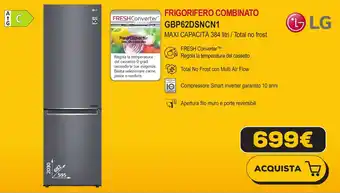 Euronics LG FRIGORIFERO COMBINATO GBP62DSNCN1 offerta