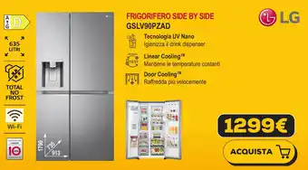 Euronics LG FRIGORIFERO SIDE BY SIDE GSLV90PZAD offerta