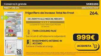 Euronics SAMSUNG Frigorifero da incasso Total No Frost BRB26703CWW offerta
