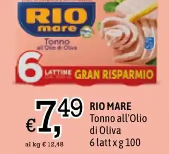 Famila RIO MARE Tonno all'Olio di Oliva 6 latt x g 100 offerta