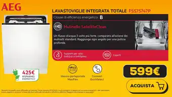 Euronics AEG LAVASTOVIGLIE INTEGRATA TOTALE FSS75747P offerta