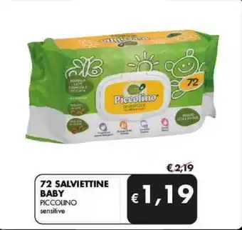 MD Discount 72 SALVIETTINE BABY PICCOLINO sensitive offerta