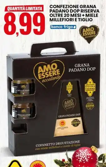 Eurospin CONFEZIONE GRANA PADANO DOP RISERVA OLTRE 20 MESI + MIELE MILLEFIORI E TIGLIO offerta