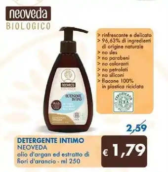 MD Discount DETERGENTE INTIMO NEOVEDA olio d'argan ed estratto di fiori d'arancio - ml 250 offerta