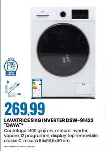 Eurospin LAVATRICE 9 KG INVERTER DSW-91422 "DAYA" offerta