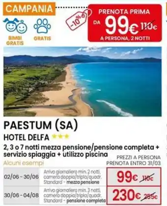Eurospin PAESTUM (SA) HOTEL DELFA offerta