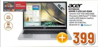 Expert acer NOTEBOOK ASPIRE 3 A315-24P-R2KM offerta