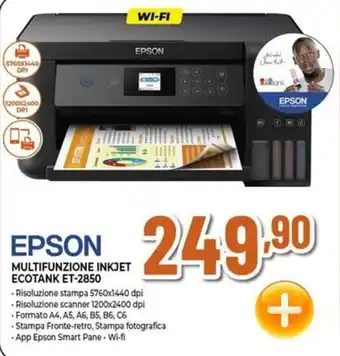 Expert EPSON MULTIFUNZIONE INKJET ECOTANK ET-2850 offerta