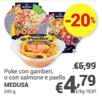Unes Poke con gamberi, o con salmone e paella MEDUSA 240 g offerta