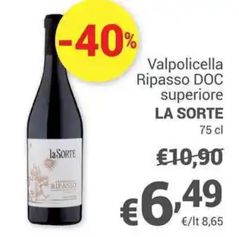 Unes Valpolicella Ripasso DOC superiore LA SORTE 75 cl offerta
