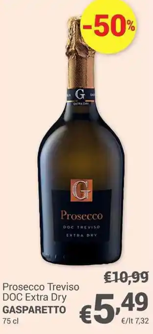 Unes Prosecco Treviso DOC Extra Dry GASPARETTO 75 cl offerta