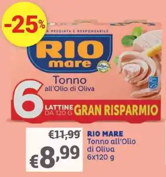 Unes RIO MARE Tonno all'Olio di Oliva 6x120 g offerta