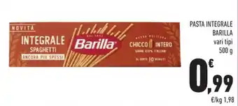 Conad Margherita PASTA INTEGRALE BARILLA vari tipi 500 g offerta