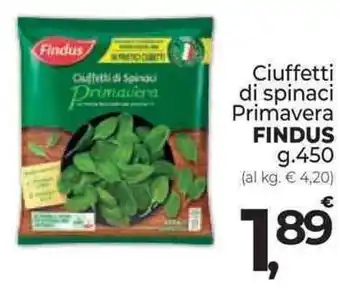 Supermercati Dok Ciuffetti di spinaci Primavera FINDUS g.450 offerta