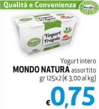 Yogurt intero MONDO NATURA assortito gr 125x2