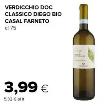 Tigre VERDICCHIO DOC CLASSICO DIEGO BIO CASAL FARNETO cl 75 offerta