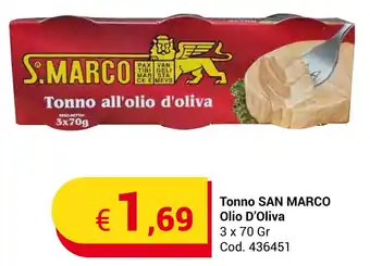 Centro Cash Tonno SAN MARCO Olio D'Oliva 3 x 70 Gr offerta