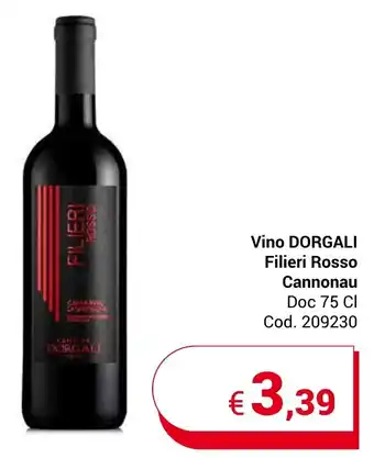 Centro Cash Vino DORGALI Filieri Rosso Cannonau Doc 75 Cl offerta