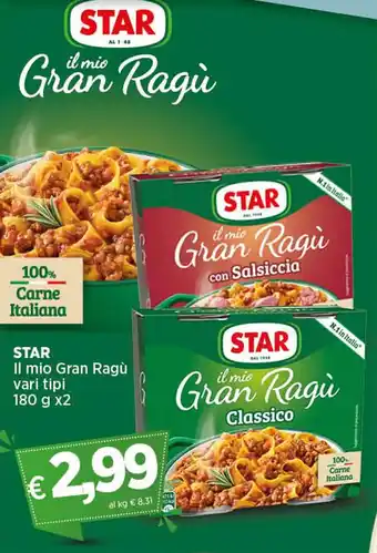 In Coop STAR Il mio Gran Ragù vari tipi 180 g x2 offerta