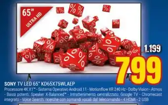SONY TV LED 65" KD65X75WLAEP