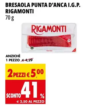 Tigros BRESAOLA PUNTA D'ANCA I.G.P. RIGAMONTI 70 g offerta