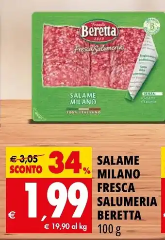 Tigros SALAME MILANO FRESCA SALUMERIA BERETTA 100 g offerta