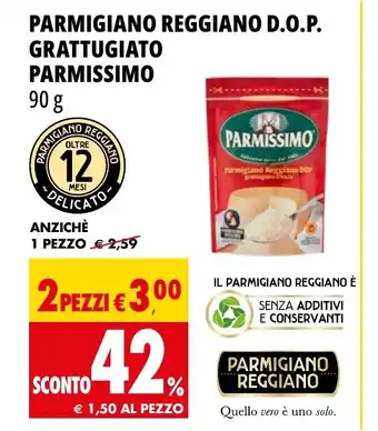 Tigros PARMIGIANO REGGIANO D.O.P. GRATTUGIATO PARMISSIMO 90 g offerta
