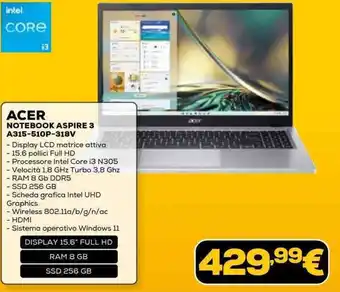 Euronics ACER NOTEBOOK ASPIRE 3 A315-510P-318V offerta