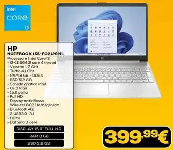 Euronics HP NOTEBOOK 15S-FQ2129NL offerta