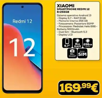 Euronics XIAOMI SMARTPHONE REDMI 12 8+256GB offerta