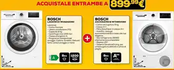 Euronics BOSCH LAVATRICE WAN2420811 + BOSCH ASCIUGATRICE WTH85V0811 offerta