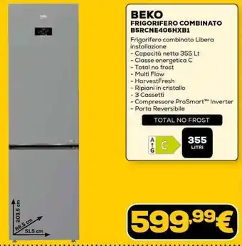 Euronics BEKO FRIGORIFERO COMBINATO B5RCNE406HXB1 offerta
