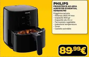 Euronics PHILIPS FRIGGITRICE AD ARIA AIRFRYER ESSENTIAL HD9200/90 offerta