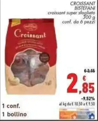 Conad City CROISSANT BISTEFANI croissant super sfogliato 300g conf, da 6 pezzi offerta