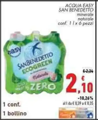 Conad City ACQUA EASY SAN BENEDETTO minerale naturale conf. 1l x6 pezzi offerta
