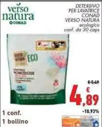 Conad City DETERSIVO PER LAVATRICE CONAD VERSO NATURA ecologico conf., da 30 caps offerta