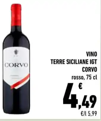 Conad City VINO TERRE SICILIANE IGT CORVO rosso, 75 cl offerta