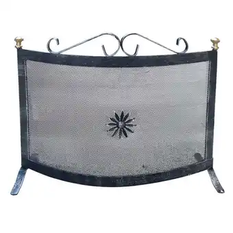 Pegoraro parascintille in ferro battuto a pannello curvo, 60xh.46 cm