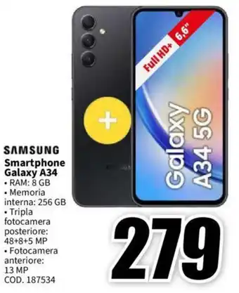 MediaWorld SAMSUNG Smartphone Galaxy A34 offerta