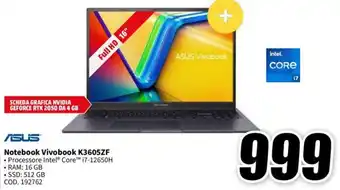MediaWorld ASUS Notebook Vivobook K3605ZF offerta
