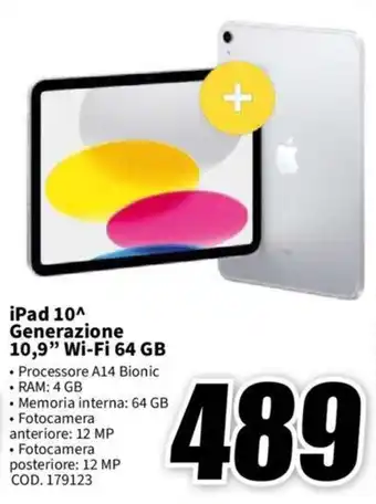 MediaWorld iPad 10^ Generazione 10,9" Wi-Fi 64 GB offerta