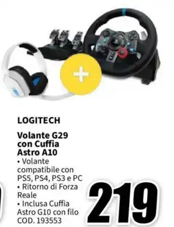 MediaWorld LOGITECH Volante G29 con Cuffia Astro A10 offerta