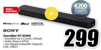 MediaWorld SONY Soundbar HT-S2000 offerta