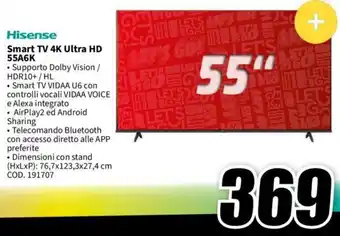 MediaWorld Hisense Smart TV 4K Ultra HD 55A6K offerta